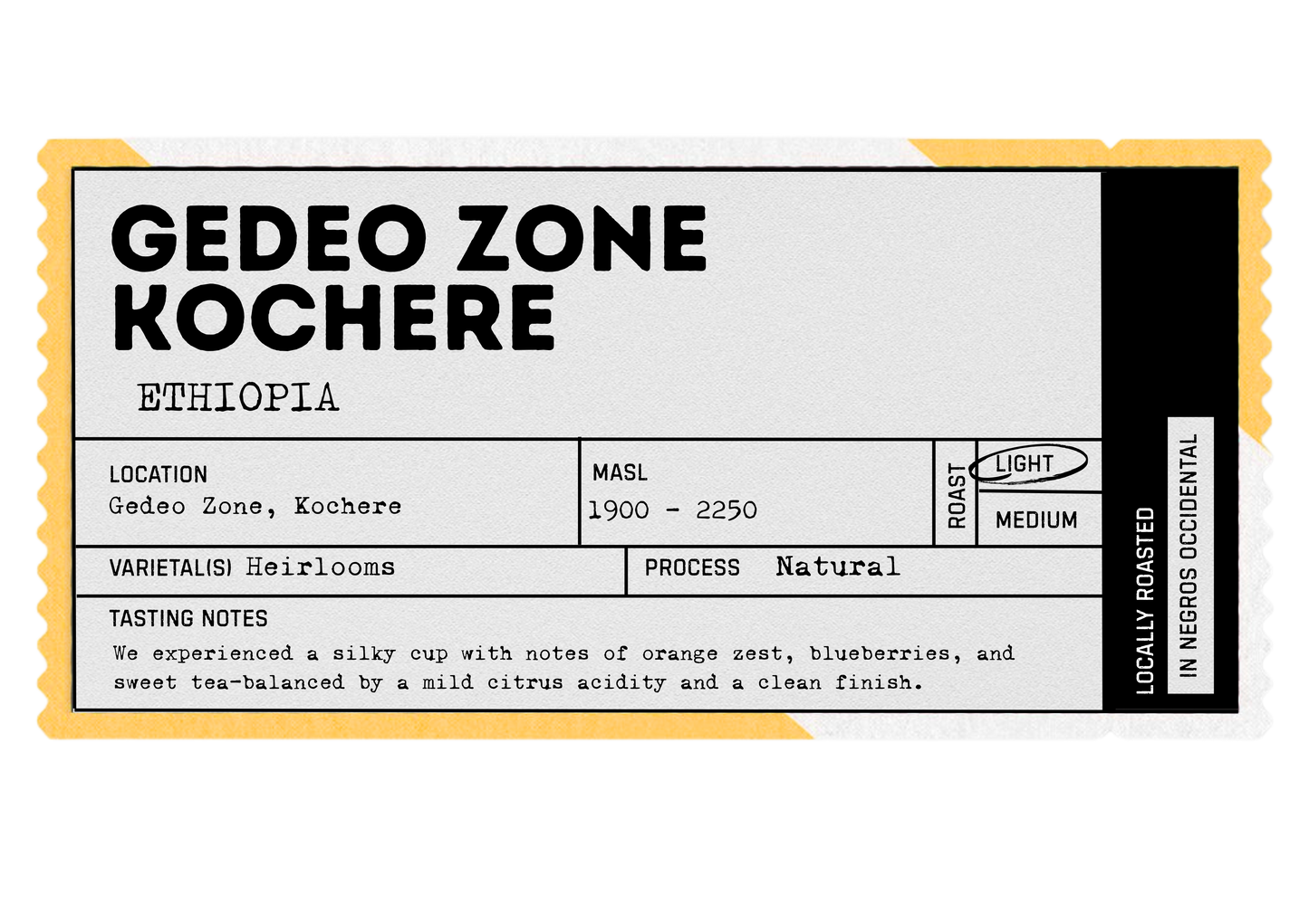 Ethiopia Gedeo Zone Kochere Natural | Light Roast Heirloom Coffee 100 Grams