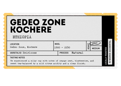 Ethiopia Gedeo Zone Kochere Natural | Light Roast Heirloom Coffee 100 Grams